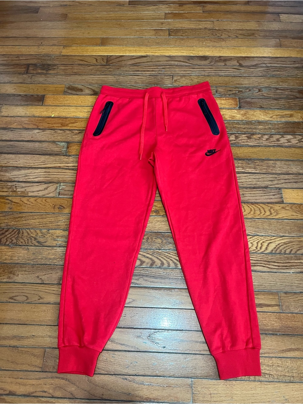 Nike Kids Bright Red Jogger Sweatpants with Black Zip Accents